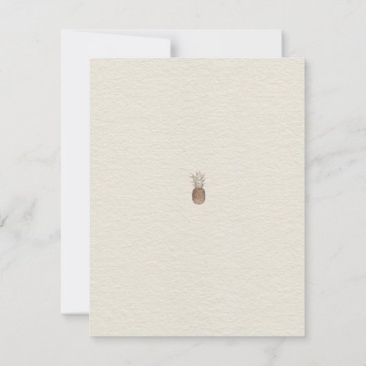 Invitation Crème Gold Brown Ananas Mariage minimal RSVP (Dos)