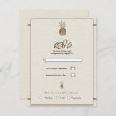 Invitation Crème Gold Brown Ananas Mariage minimal RSVP (Devant / Derrière)