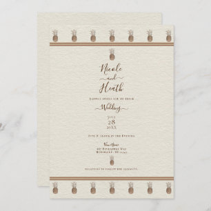Invitation Crème Gold Brown ananas minimal mariage élégant