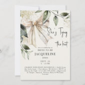 Invitation Crème Hydrangea à Nœud Papillon Mariage Shower (Devant)