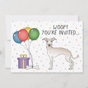 Invitation Crème Italien Greyhound Cute Cartoon Chien Anniver