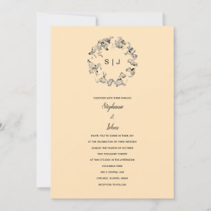 Invitation Crème ivoire de poitrine en feuille Mariage beige