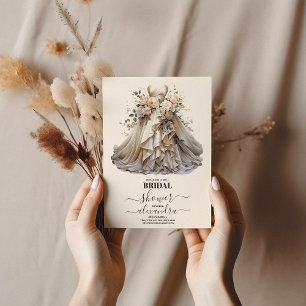 Invitation Crème ivoire Floral Mariage Fête des mariées