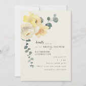 Invitation Crème Jaune Floral Elégante Fête des mariées (Devant)