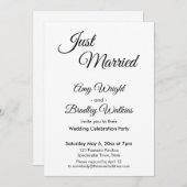 Invitation Crème "Juste Mariés" Réception Simple et Élégante (Devant / Derrière)