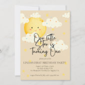 Invitation Crème Lune et Étoiles 1er anniversaire (Devant)