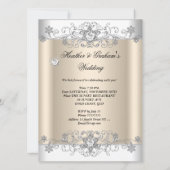 Invitation Crème Mariage Argent Coeurs Diamants Blancs (Dos)