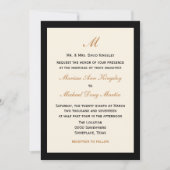 Invitation Crème Mariage simple et peu coûteuse avec noir (Devant)