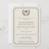 Invitation Crème MD Caducée + Couronne de Laurier Diplômé de (Devant)