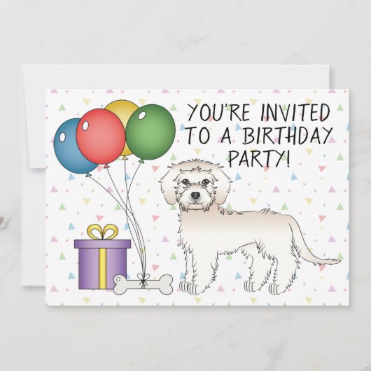 Invitation Crème Mini Goldendoodle mignon dessin animé chien (Devant)