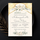 Invitation Crème minimal or floral arabe Mariage musulman