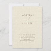 Invitation Crème minimaliste Faux Linen Mariage (Devant)