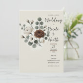Invitation Crème Mocha blanche Mariage Floral moderne (Debout devant)