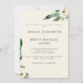 Invitation Crème Moderne Blanc Floral Bride Parents Mariage (Devant)