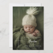 Invitation Crème moderne blanc Script garçon fille photo Bapt (Devant)