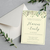 Invitation Crème moderne et Mariage Eucalyptus