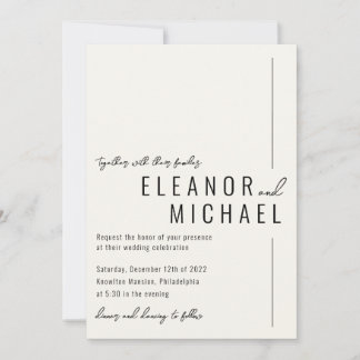 Invitation Crème moderne minimale Mariage de typographie simp