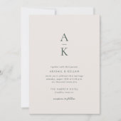 Invitation Crème moderne Monogramme vert Mariage de tonalité  (Devant)