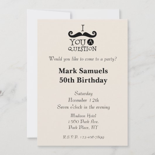 Invitation Crème Mustaches 50e anniversaire (Devant)
