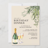 Invitation Crème Neutre Chic Champagne Adulte Dîner D'Anniver (Devant)