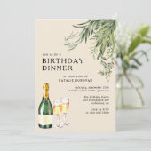 Invitation Crème Neutre Chic Champagne Adulte Dîner D'Anniver (Debout devant)