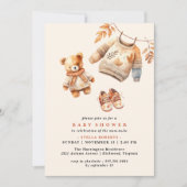 Invitation Crème neutre et orange | Baby shower d'automne mod (Devant)
