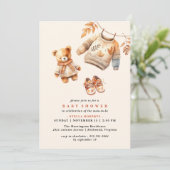 Invitation Crème neutre et orange | Baby shower d'automne mod (Debout devant)
