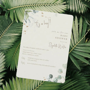 Invitation Crème neutre et verdure C'est une douche de bébé