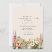 Invitation Crème neutre Floral rustique | Boho Birthday Brunc (Devant)