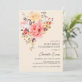 Invitation Crème neutre Floral rustique N'importe quel âge An (Debout devant)