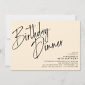 Invitation Crème Neutre Ivoire Élégant Dîner d'anniversaire m (Devant)