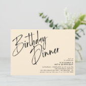 Invitation Crème Neutre Ivoire Élégant Dîner d'anniversaire m (Debout devant)