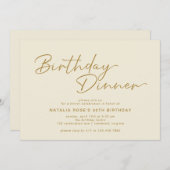 Invitation Crème neutre ivoire & or Dîner d'anniversaire mode (Devant / Derrière)