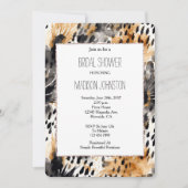 Invitation Crème noire blanche Fête des mariées animale léopa (Devant)