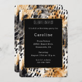 Invitation Crème noire blanche léopard animal Anniversaire (Devant / Derrière)