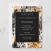 Invitation Crème noire blanche léopard animal Anniversaire (Devant)