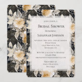 Invitation Crème noire léopard animal Fête des mariées floral (Devant / Derrière)