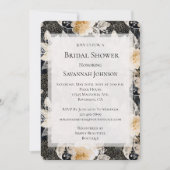 Invitation Crème noire léopard animal Fête des mariées floral (Devant)