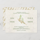 Invitation Crème ocre neutre Vert Rustique (Devant / Derrière)