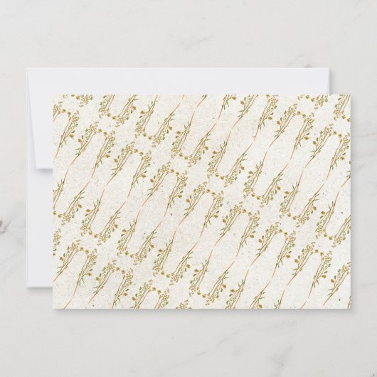 Invitation Crème ocre neutre Vert Rustique (Dos)