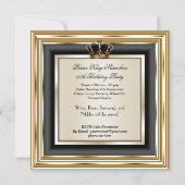 Invitation Crème Or Argent Anniversaire Prince King Queen 2 (Dos)