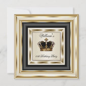 Invitation Crème Or Argent Anniversaire Prince King Queen 2 (Devant)