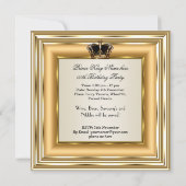 Invitation Crème Or Argent Anniversaire Prince King Reine (Dos)