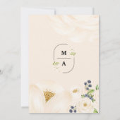 Invitation Crème Or Beige Elégant Floral Aquarelle (Dos)