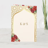 Invitation Crème Or Roses Rouge tout en un Mariage Sikh (Dos)