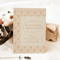 Crème Orange Brûlé Éventail Art Déco Mariage Éléga