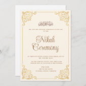 Invitation Crème ornée Cadre baroque Nikah Mariage musulman (Devant / Derrière)