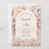 Invitation Crème pêche florales rose arch luxe mariage (Devant)