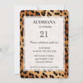 Invitation Crème Poster de animal léopard noir (Devant)