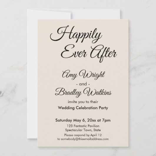 Invitation Crème pour une réception simple et élégante de con (Devant)